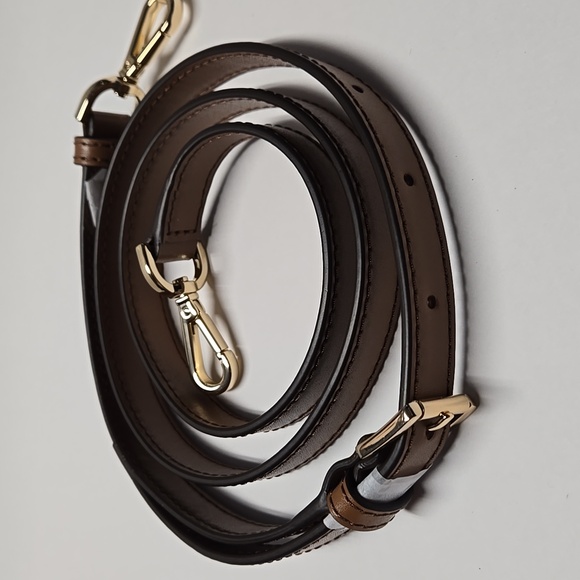 Michael Kors Gold Hardware and Camel Brown Leather w/buckle Adj Crossbody Strap - Picture 7 of 9